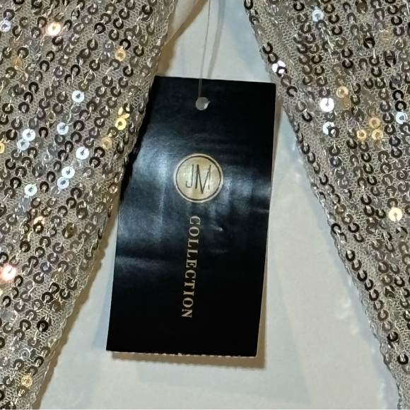 NWT JM Collection Silver Sequin Cold Shoulder Top L - Picture 10 of 11